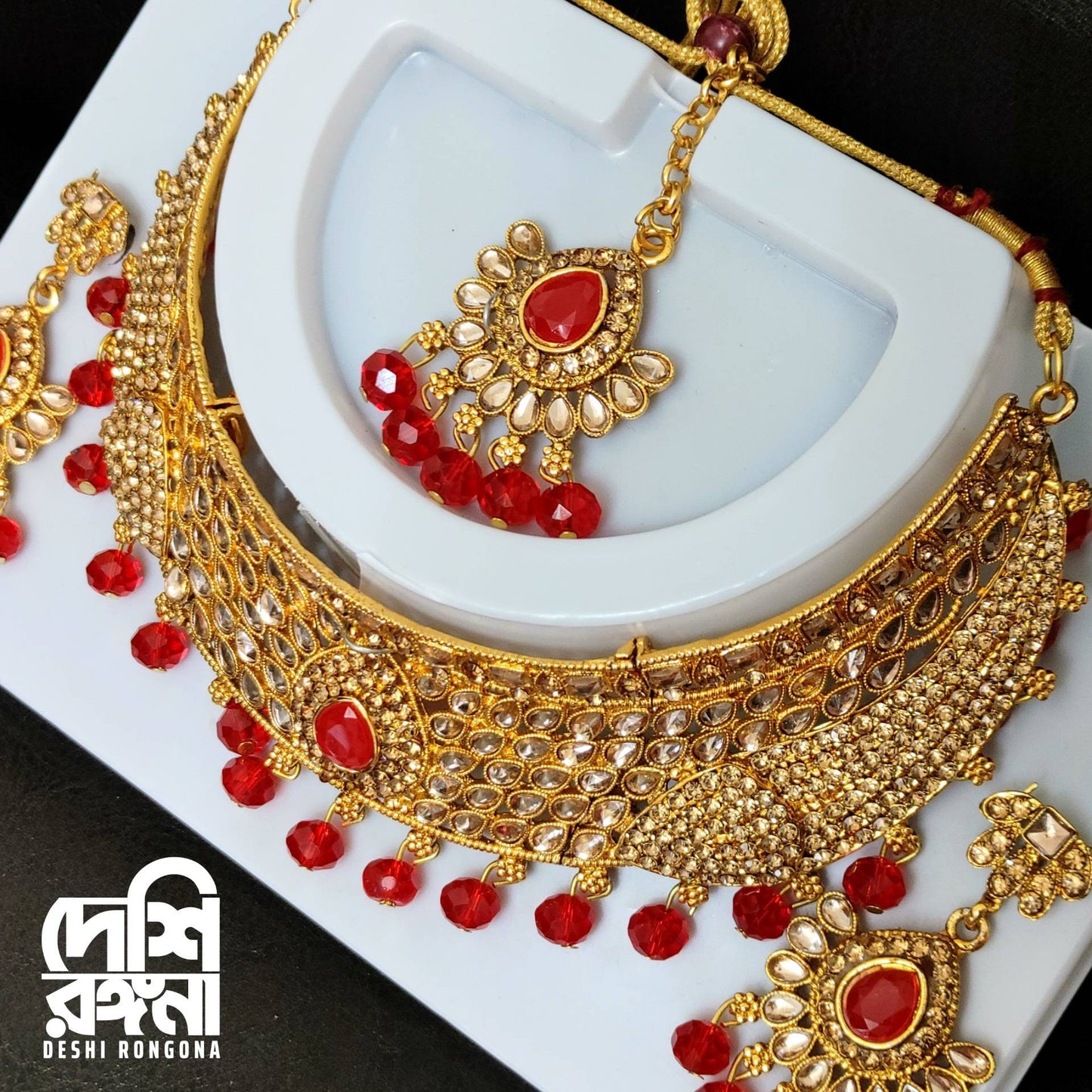 South Indian Women's Gold Plated Bridal Kundan Necklace Set, Designer Antique Fashion Jewelry, Traditional Wedding Jewellery Gift