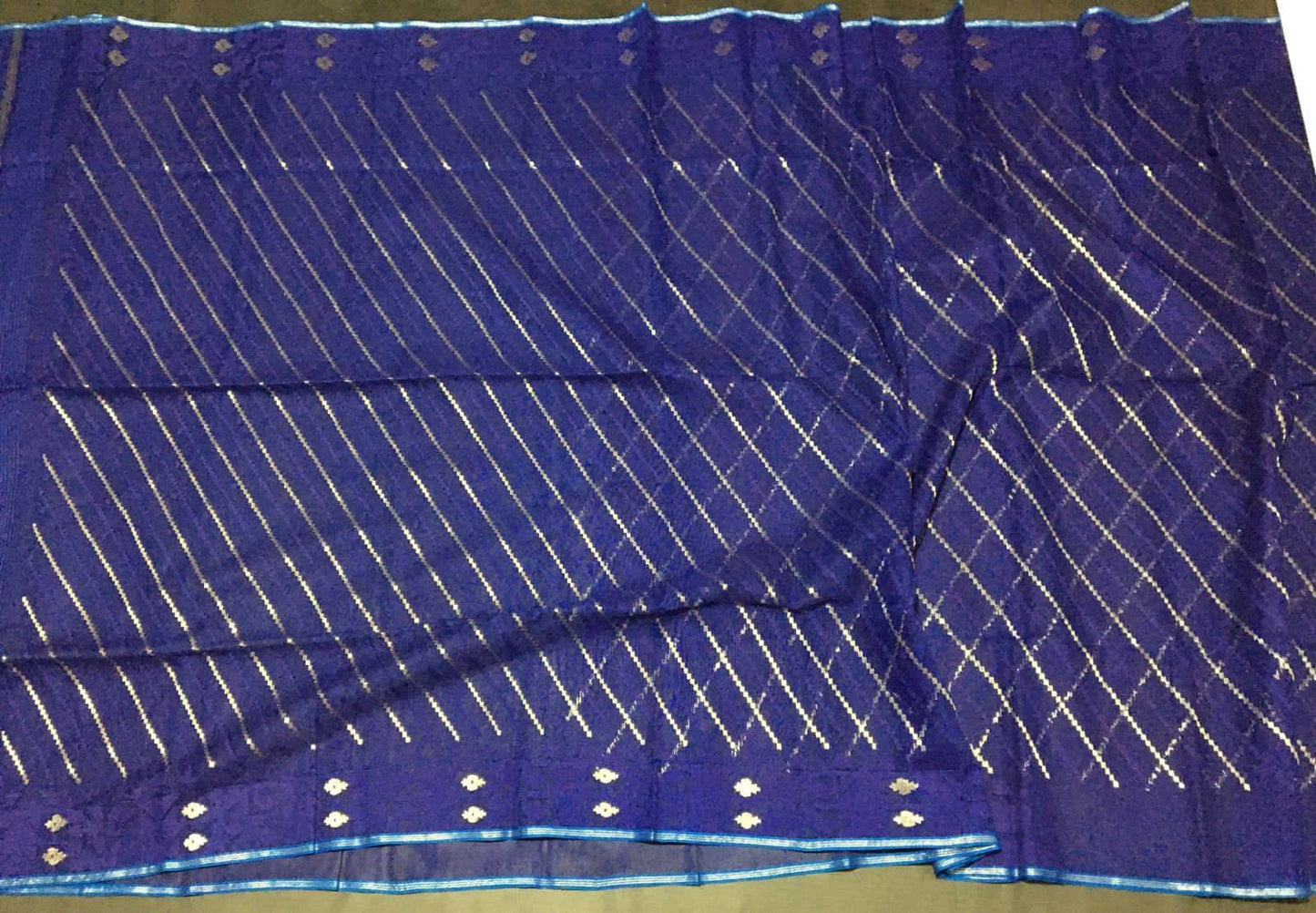 Dhakai Jamdani Saree, Beautiful Royal Blue Color, Handloomed Jamdani 100 count threaded, Traditional,Elegant, Classy Party Saree