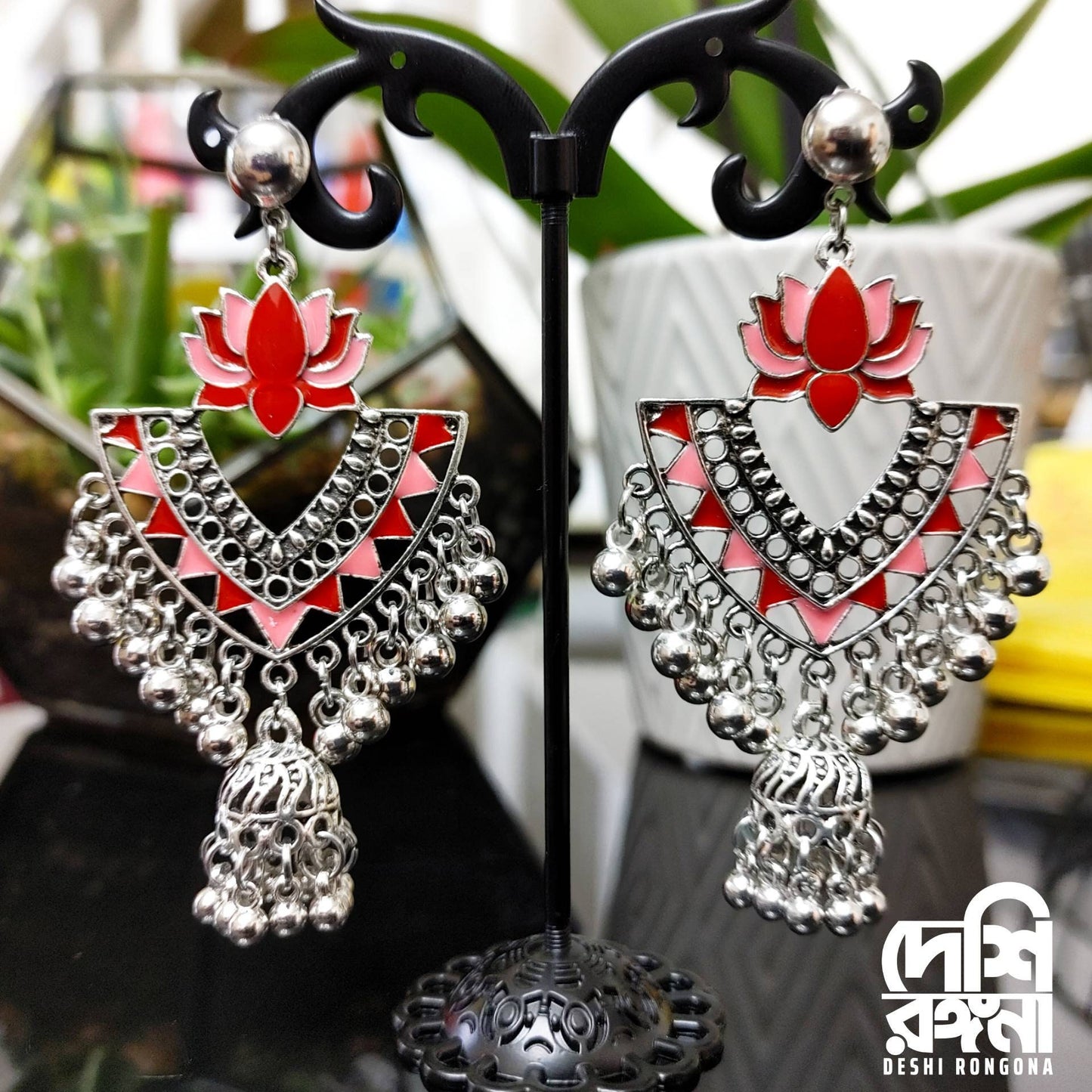 Lotus Chandbali Earrings, Palace Banquet Retro Dangle Earrings, Gorgeous Jewelry
