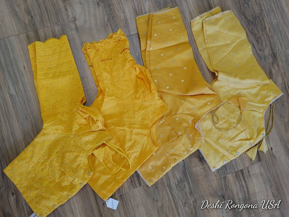 Elegant Readymade Yellow/Mustard Blouse that goes with any Yellow contrast saree collection you have in your closet
