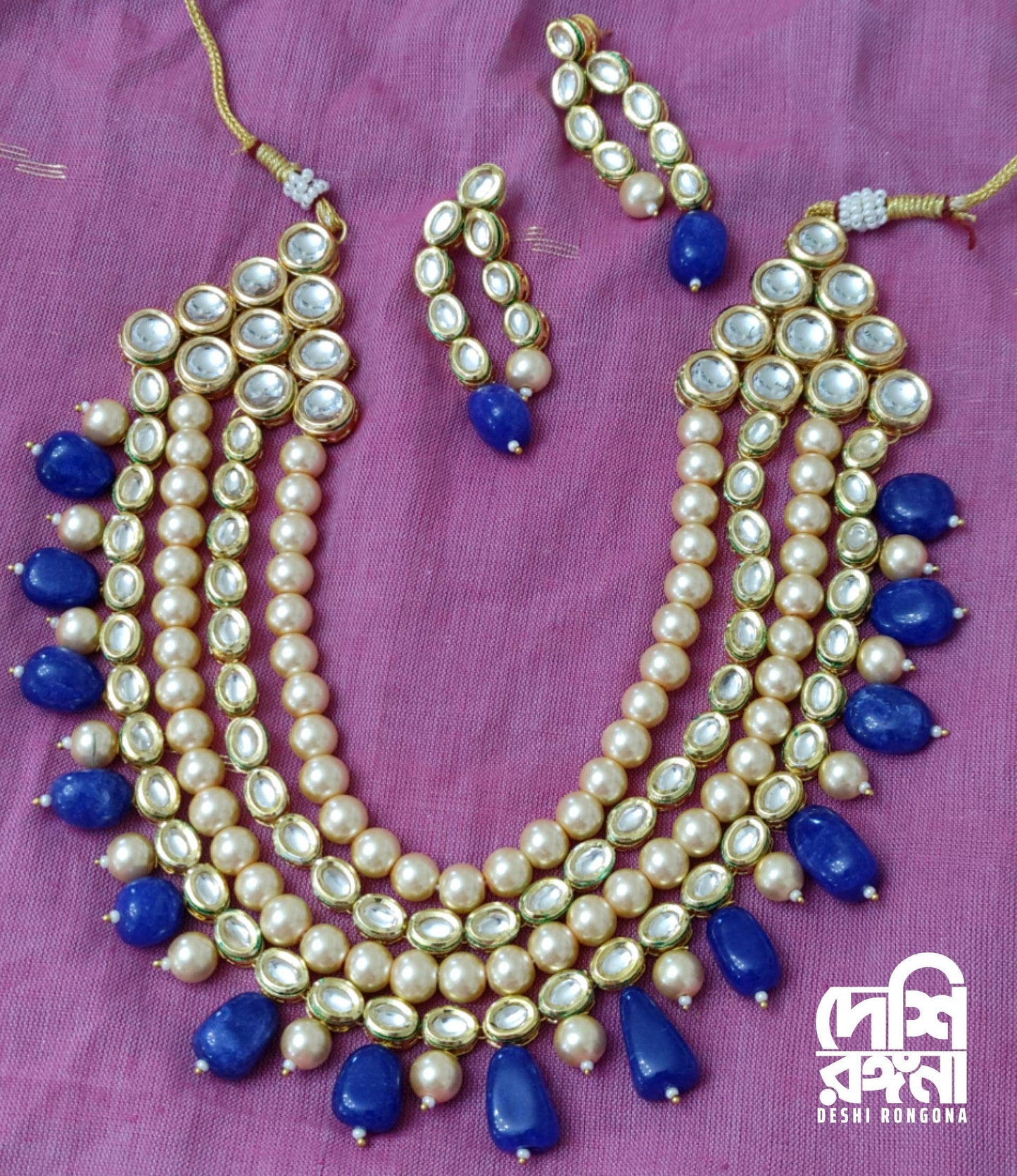 South Indian Women's Gold Plated Bridal Kundan Meenakari Necklace Set, Designer Antique Fashion Jewelry, Traditional Wedding Jewellery Gift