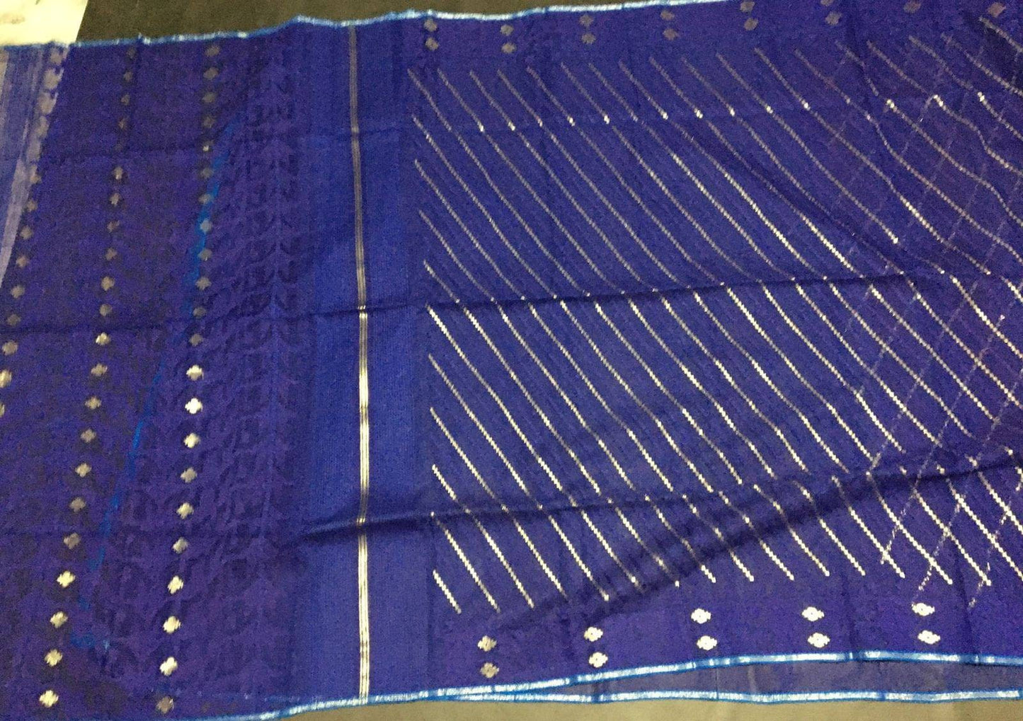 Dhakai Jamdani Saree, Beautiful Royal Blue Color, Handloomed Jamdani 100 count threaded, Traditional,Elegant, Classy Party Saree