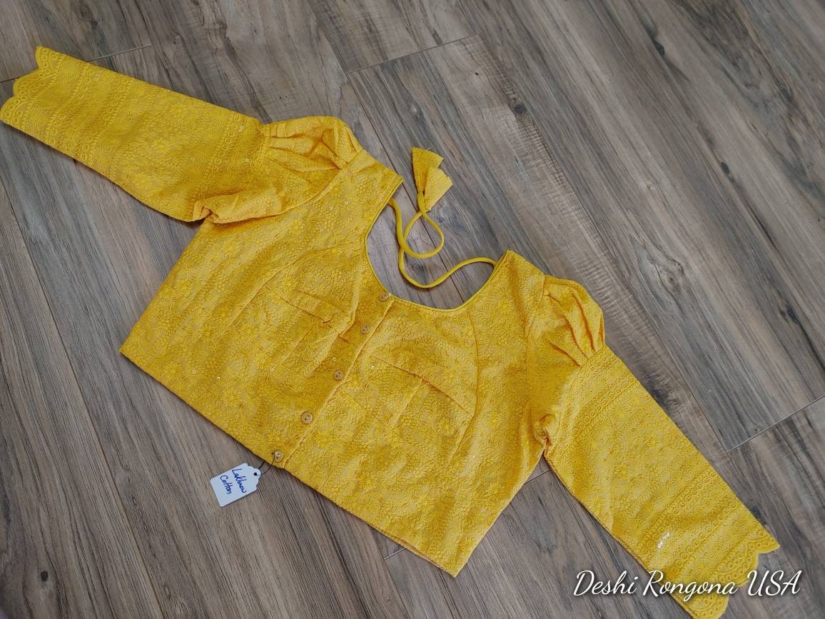 Elegant Readymade Yellow/Mustard Blouse that goes with any Yellow contrast saree collection you have in your closet