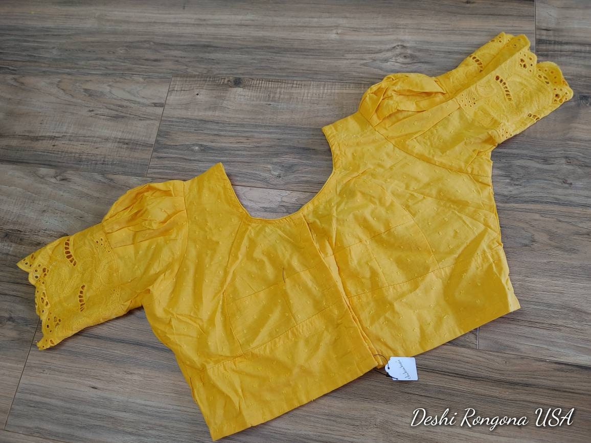 Elegant Readymade Yellow/Mustard Blouse that goes with any Yellow contrast saree collection you have in your closet
