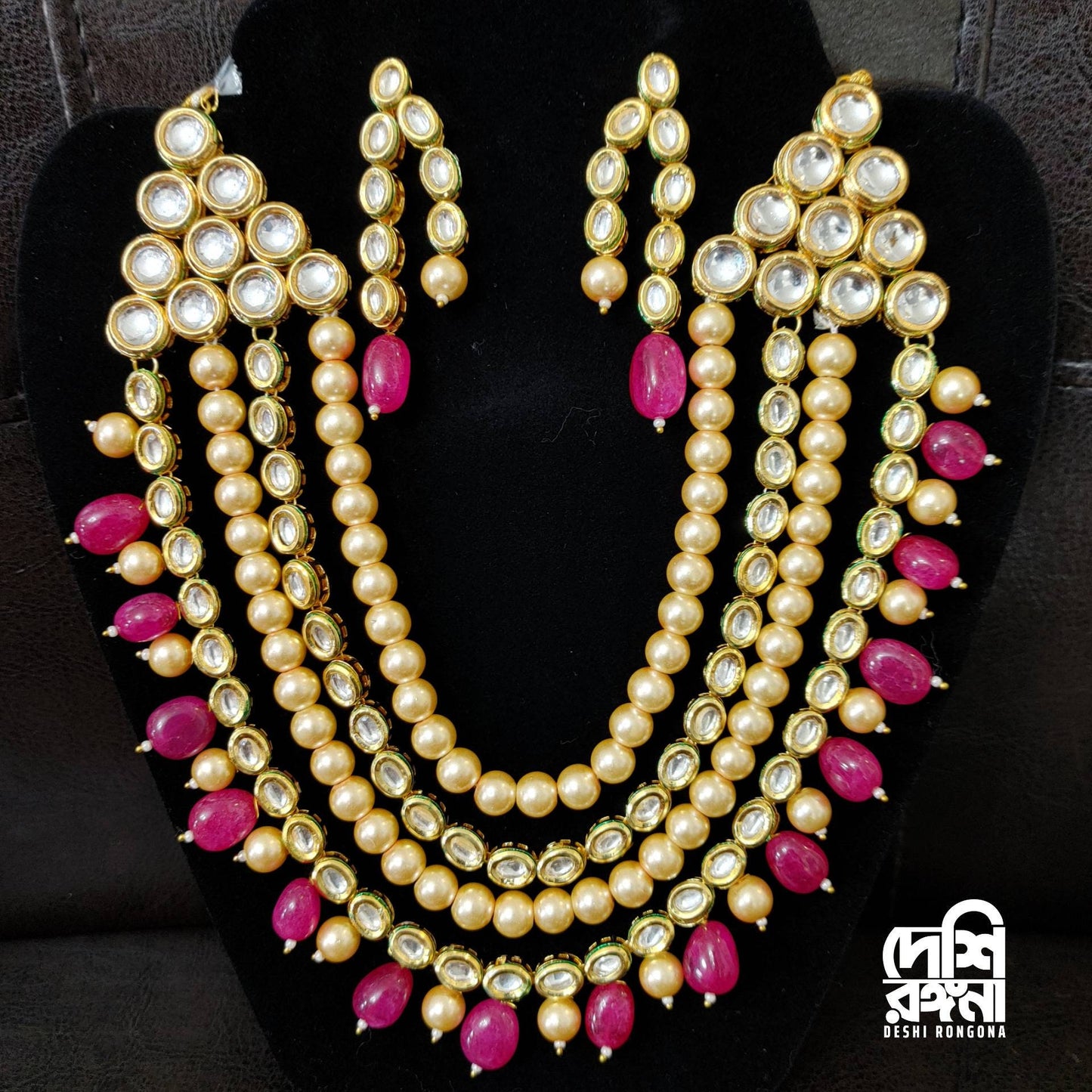 Gold Kundan Meenakari Bridal Necklace Set