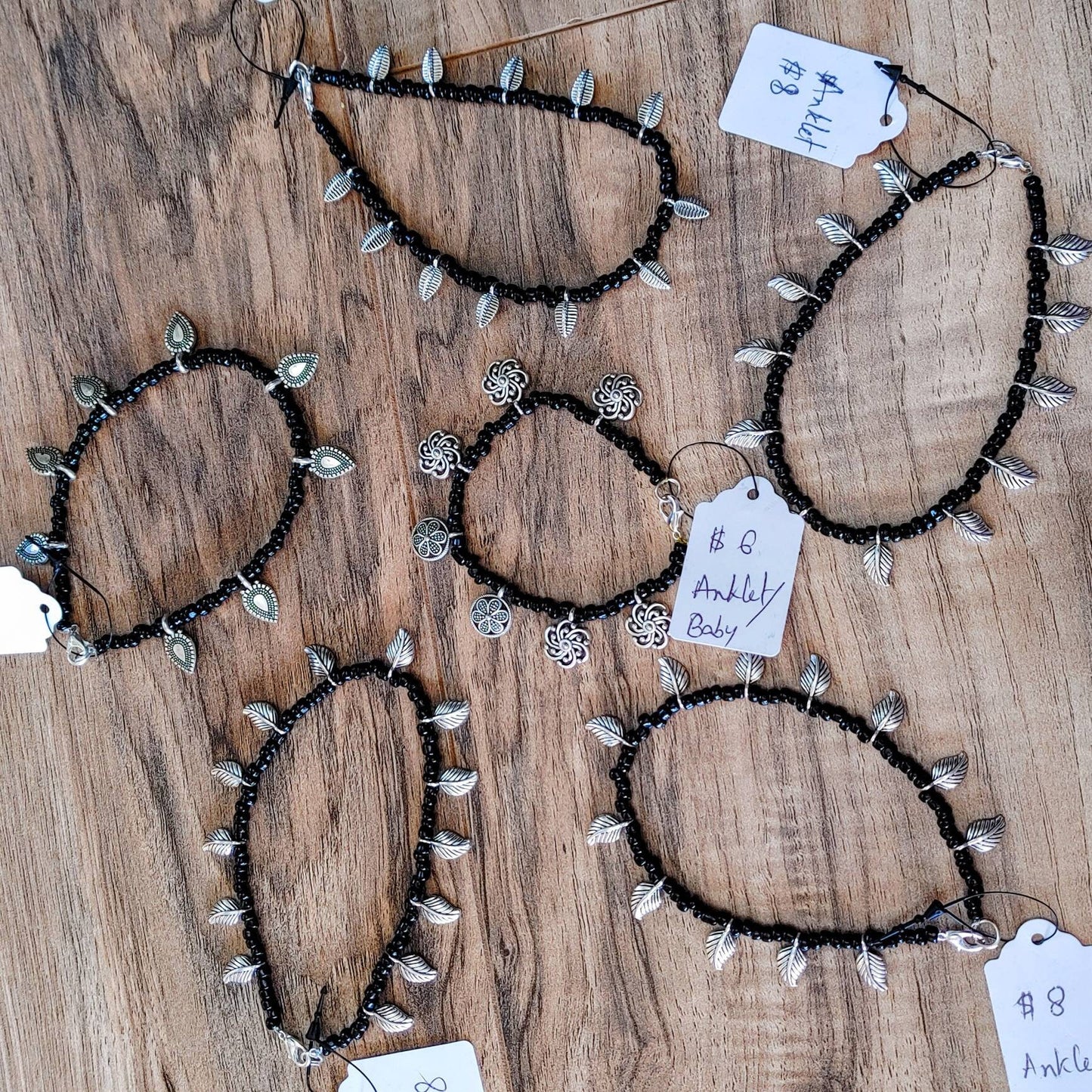 Beaded Oxidized Anklets, Black beads, vintage style, gives you a country look.