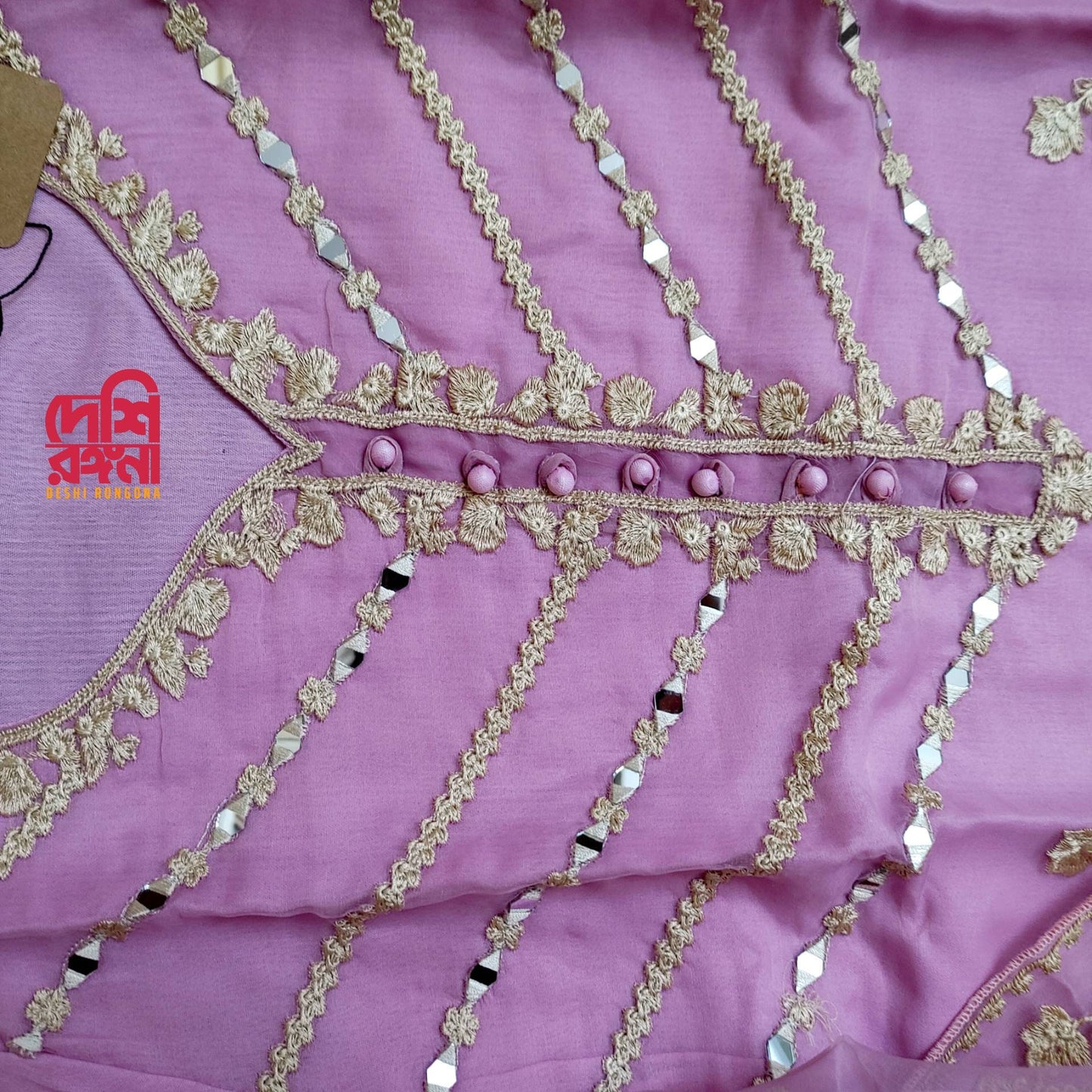 Pakistani Organza Dress, Beautiful Real Mirror and Embroidery work, Attached Silk inner, and Pant, Available in 3 Colors