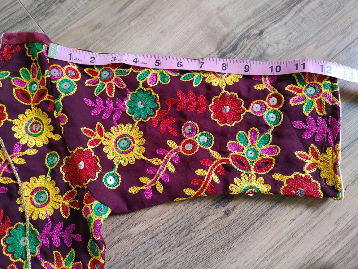 Maroon Blouse, Readymade Marron Pulkari Rajasthani Blouse that goes with any saree collection you have in your closet