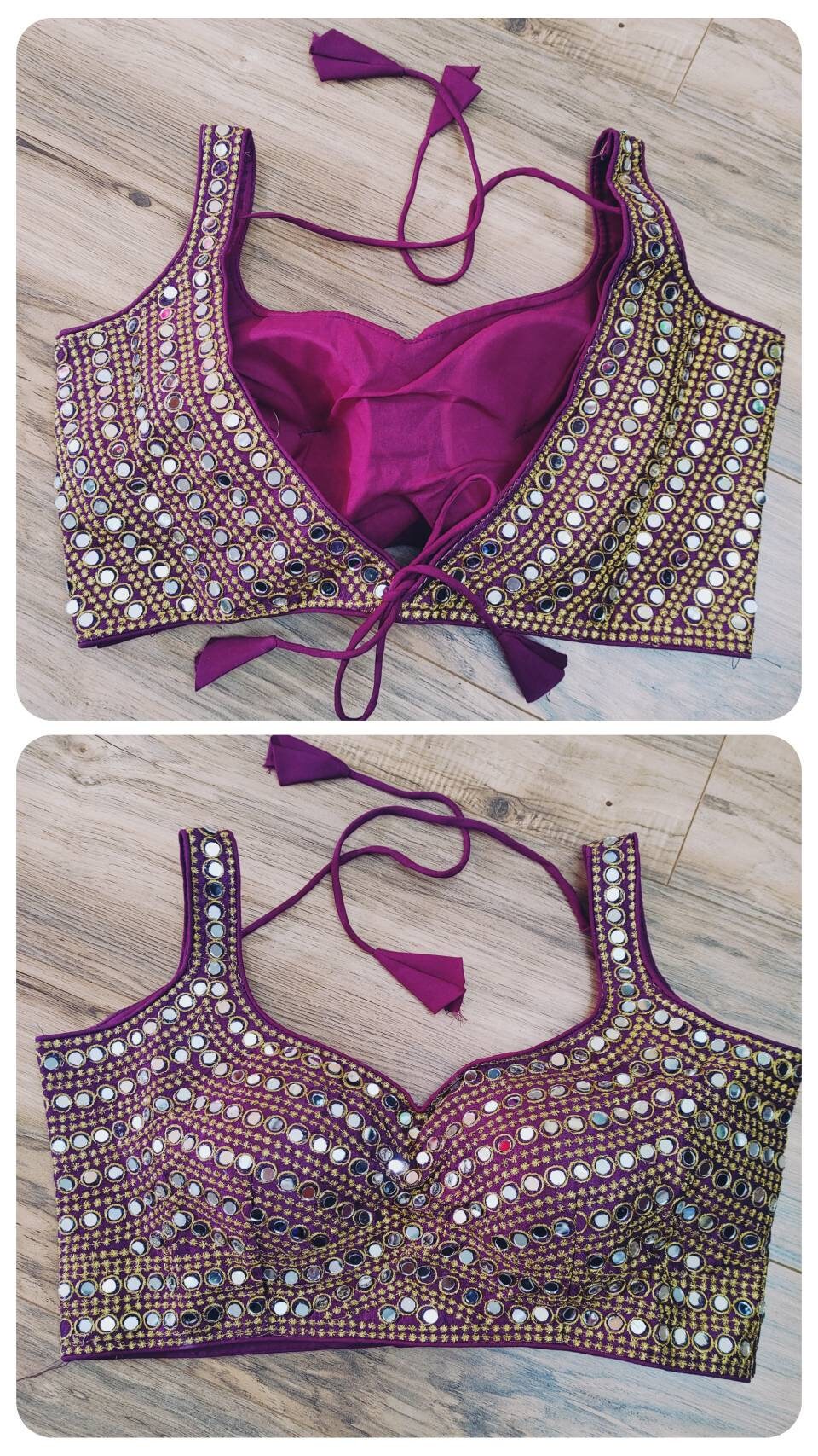 Silk Mirror Work Gujrati Readymade Blouse, Heavy Phantom Silk, Gorgeous Blouse that Makes you look beautiful, Free Size 38, Alter up to 42