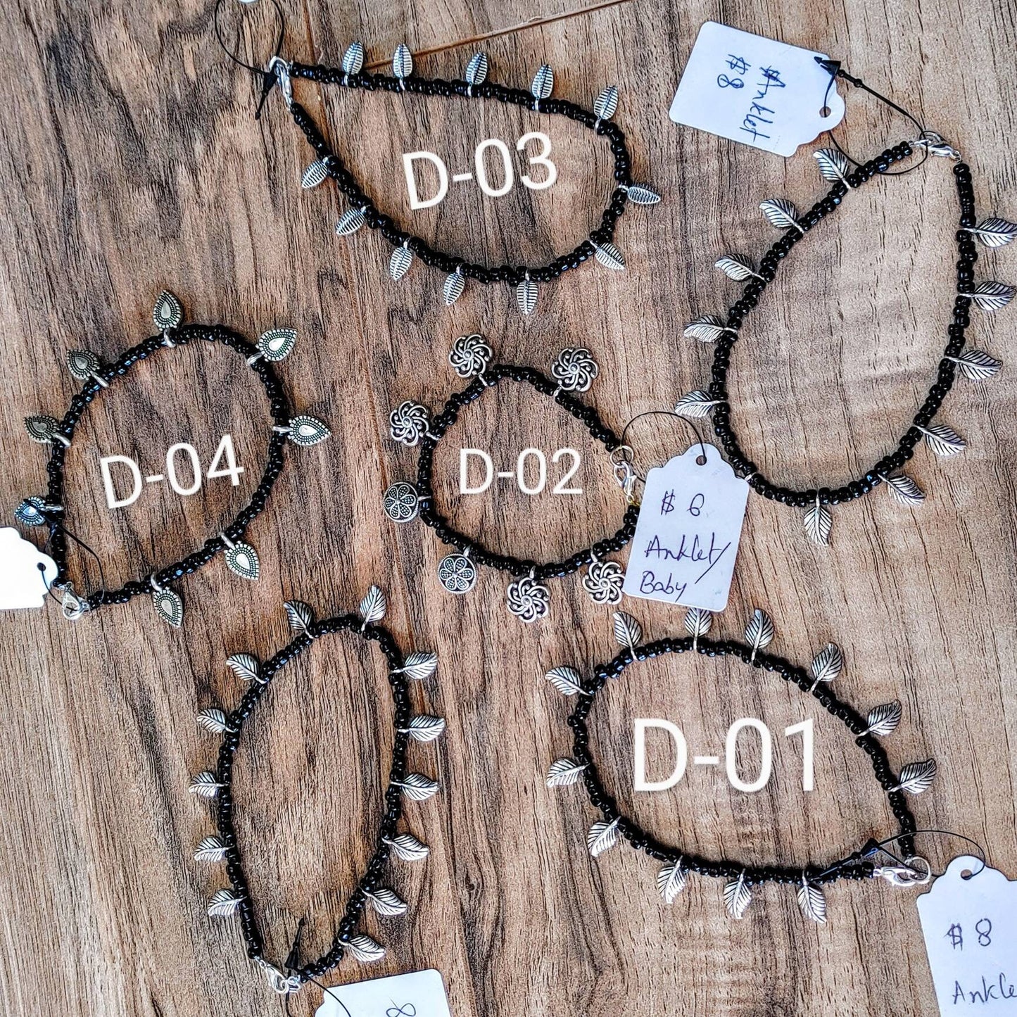 Beaded Oxidized Anklets, Black beads, vintage style, gives you a country look.