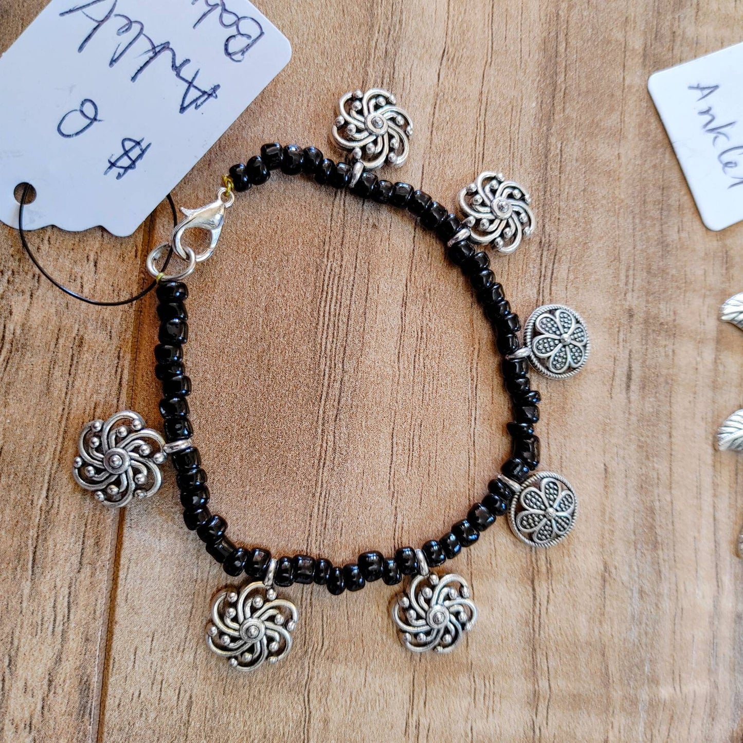 Beaded Oxidized Anklets, Black beads, vintage style, gives you a country look.