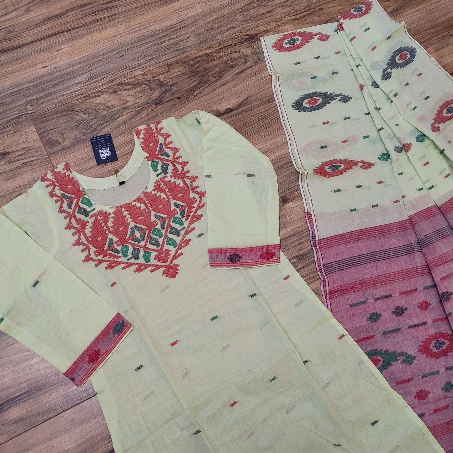 Handwoven Dhakai Jamdani Cotton Set – Summer Comfort