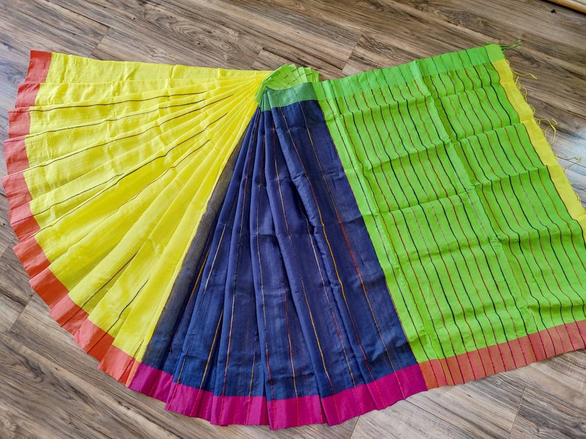 Tangail Cotton Khesh Saree, Made in Bangladesh, Ganga/Jamuna Border, Hand Woven, Pure Cotton,Comfortable summer saree,Other Colors available