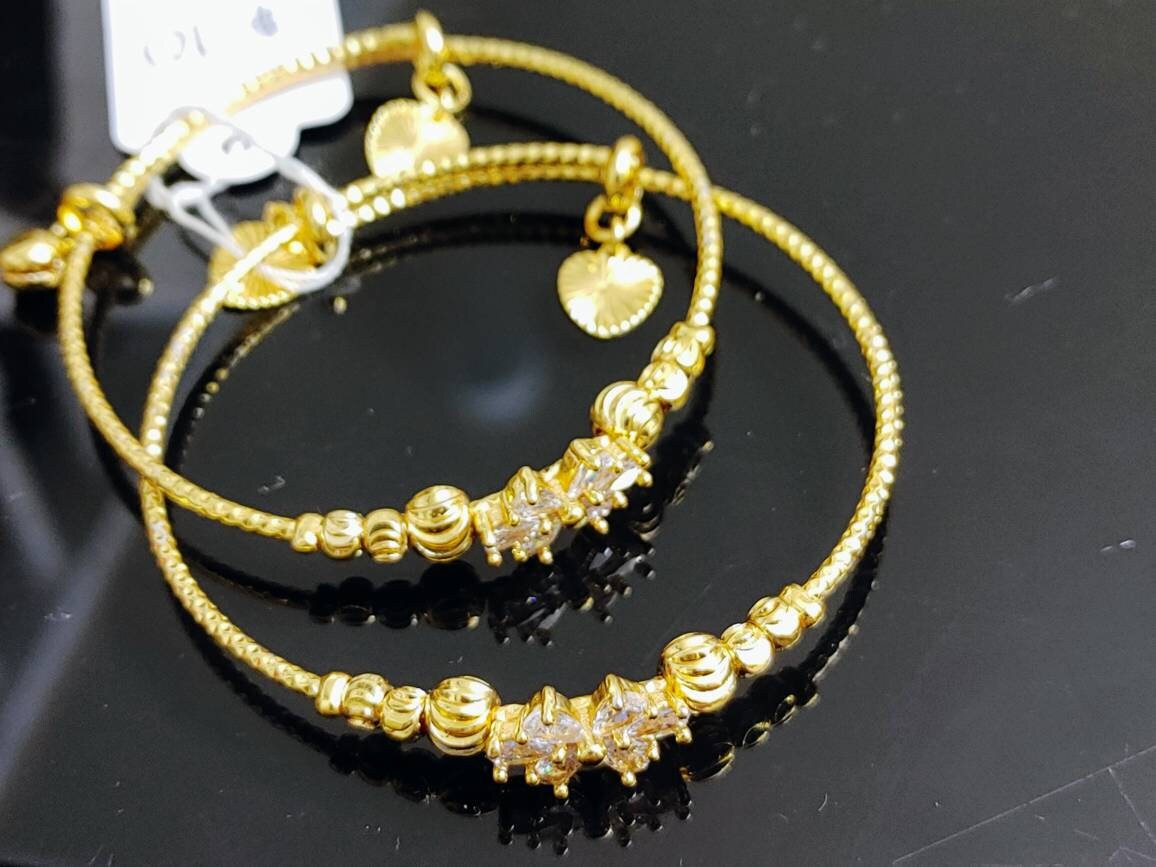 Gold Plated Bangles With Gemstone, 1 pair of Bangles, Adjustable, Elegant Gift, Indian Wedding, Bridal Bangles, Bridesmaid Party Jewelry