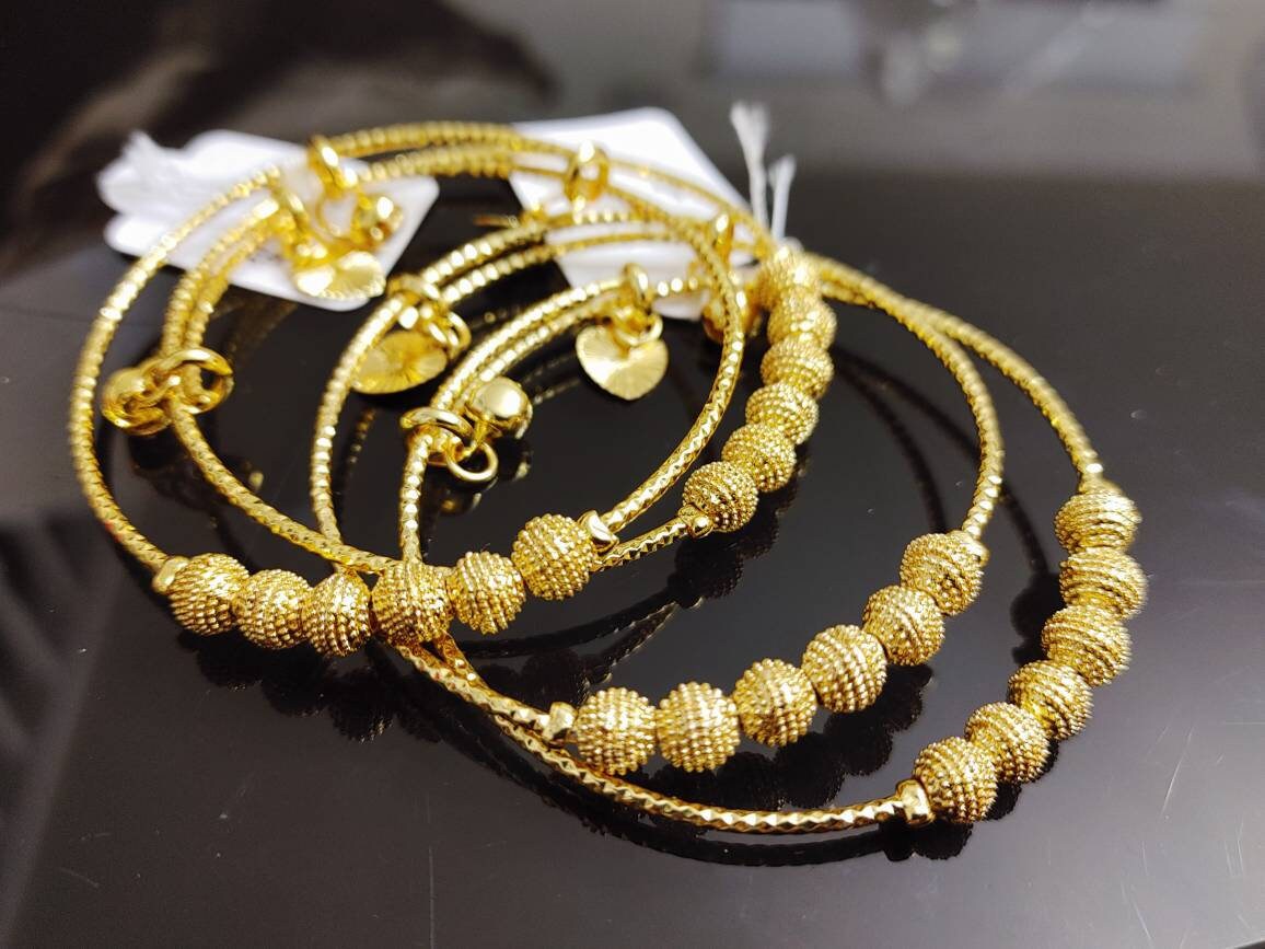 Gold Plated Bangles, 1 pair, Adjustable, Elegant Gift For Women - Indian Wedding, Bridal Bangles - Bridesmaid Party Jewelry