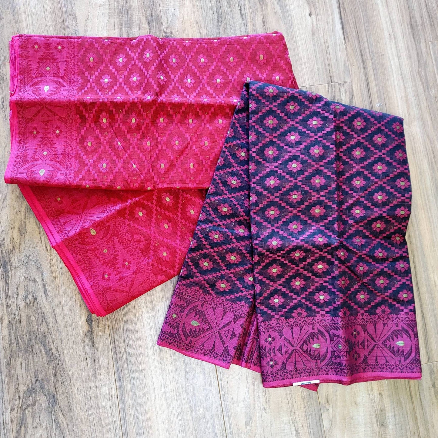 Tangail Semi-Moslin Saree, Color Variation Available. Made in Tangail, Bangladesh
