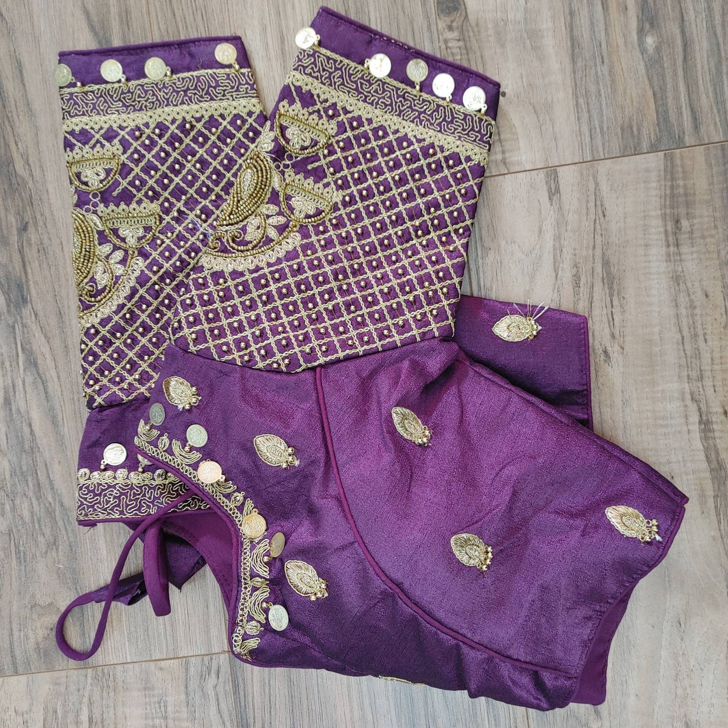 Designer Aari Sikka work Party Blouse, Purple Size 38, Alter upto 42, that goes with any Purple saree collection you have in your closet