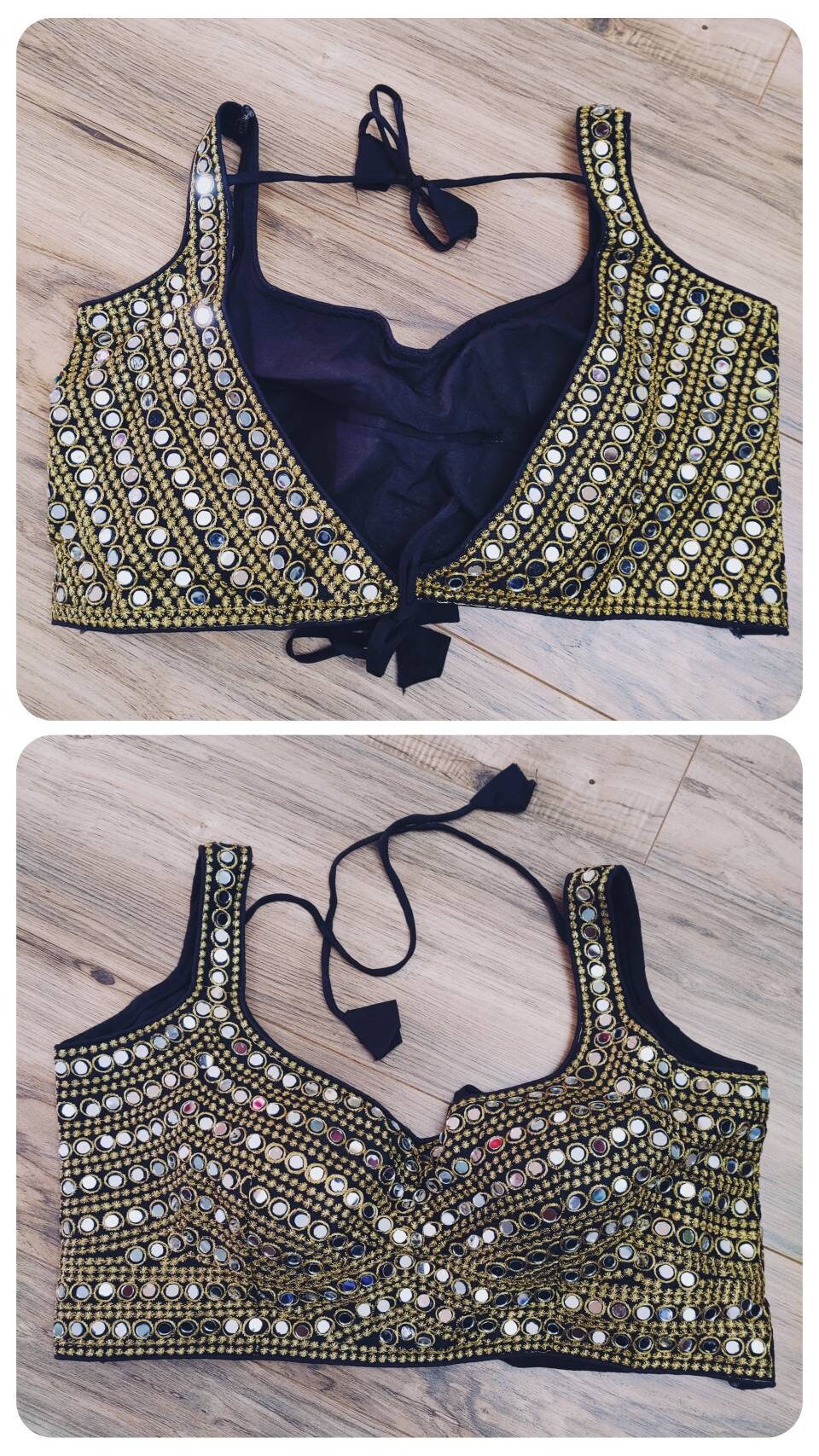 Silk Mirror Work Gujrati Readymade Blouse, Heavy Phantom Silk, Gorgeous Blouse that Makes you look beautiful, Free Size 38, Alter up to 42