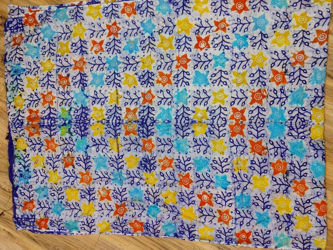 Silk Batik Saree, Hand Wax, Vegetable Died, beautiful Navy blue color contrast, Running blouse piece. Saree will be exactly like the picture