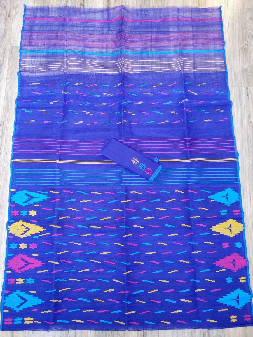 Original Dhakai Jamdani Saree Beautiful Violet Color, Handloom, Halfsilk Jamdani 64 count thread, Bangladeshi Traditional and Classy Saree