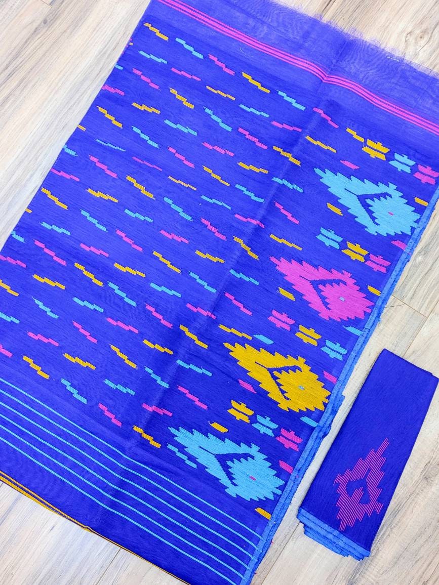 Original Dhakai Jamdani Saree Beautiful Violet Color, Handloom, Halfsilk Jamdani 64 count thread, Bangladeshi Traditional and Classy Saree