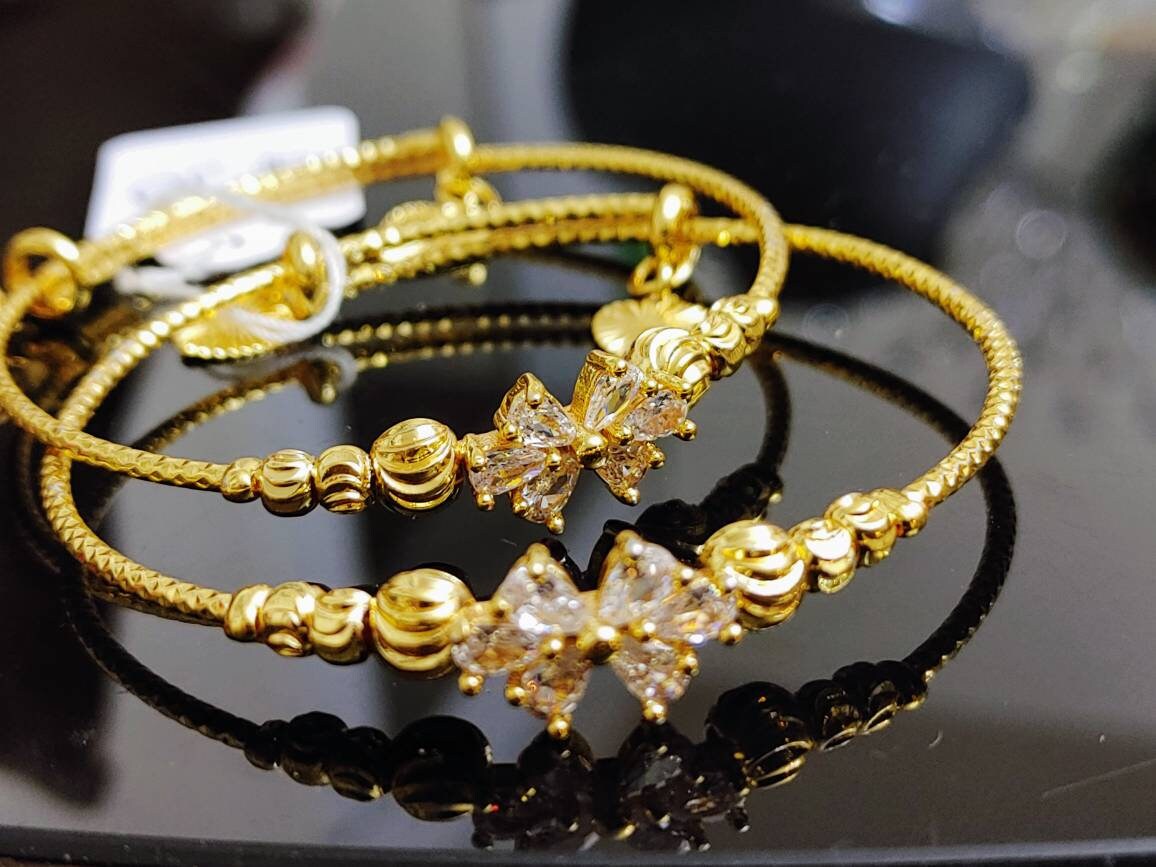 Gold Plated Bangles With Gemstone, 1 pair of Bangles, Adjustable, Elegant Gift, Indian Wedding, Bridal Bangles, Bridesmaid Party Jewelry