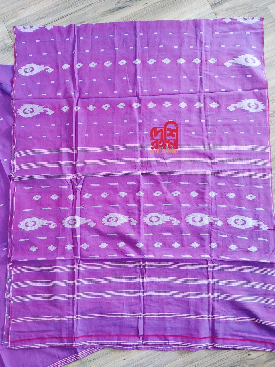 Dhakai Jamdani Dress, Original Handloom pure Cotton 2 piece, purple and white Combination, Soft, Comfortable Summer Wear. Kamij and Dupatta