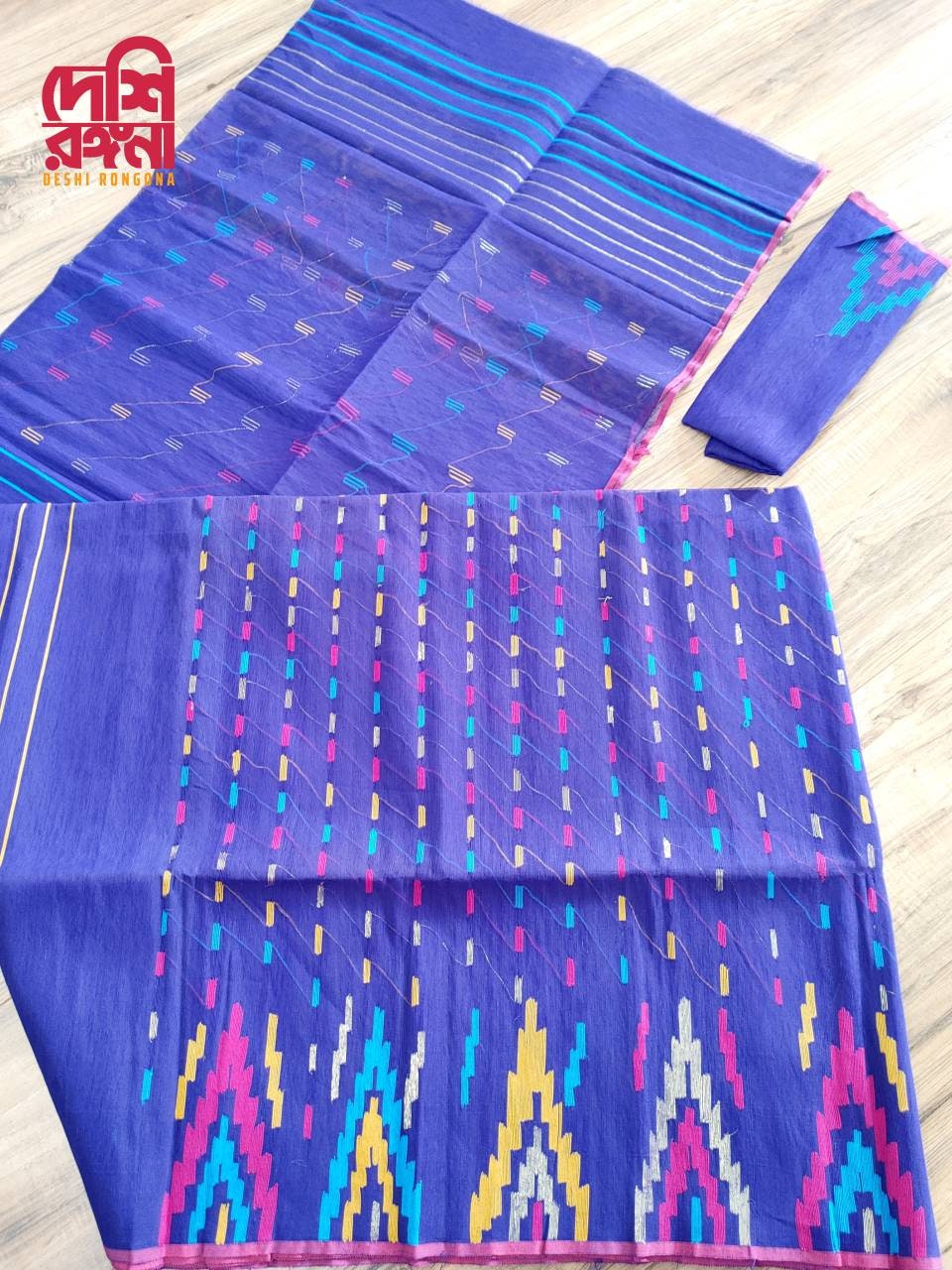 Original Dhakai Jamdani Saree Beautiful Violet/blue Contrast, Halfsilk, Handloom 60 count thread, Traditional, Elegant, Classy Saree