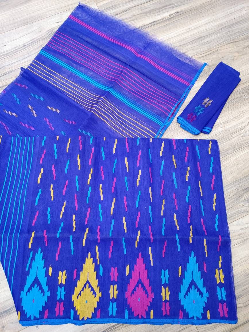 Original Dhakai Jamdani Saree Beautiful Violet Color, Handloom, Halfsilk Jamdani 64 count thread, Bangladeshi Traditional and Classy Saree