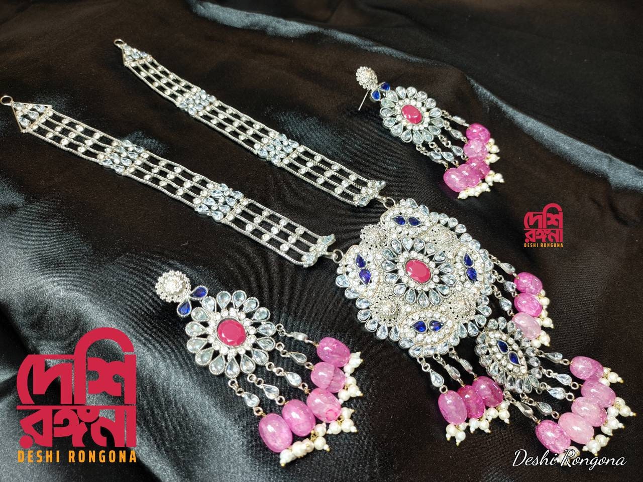 Exclusive Bridal Necklace Set, Designer Wedding Jewelry, German Silver Plated, Premium Quality, Indian,Pakistani, Sabyasachi Bollywood Style
