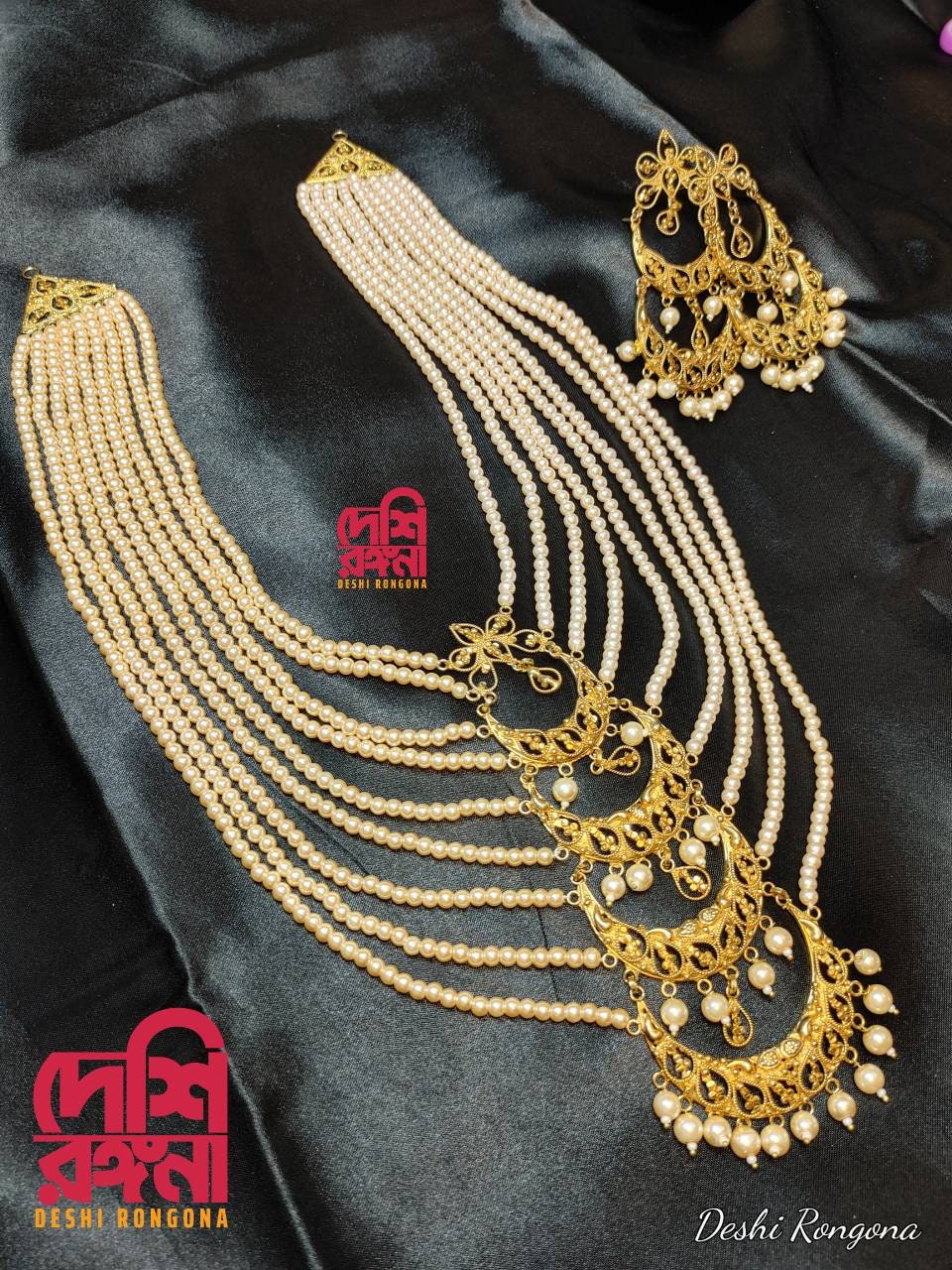 Extraordinary Bridal Necklace Set, 22K Gold Plated, Faux Pearls, Designer Wedding Jewelry, Indian, Pakistani, Sabyasachi Bollywood Style