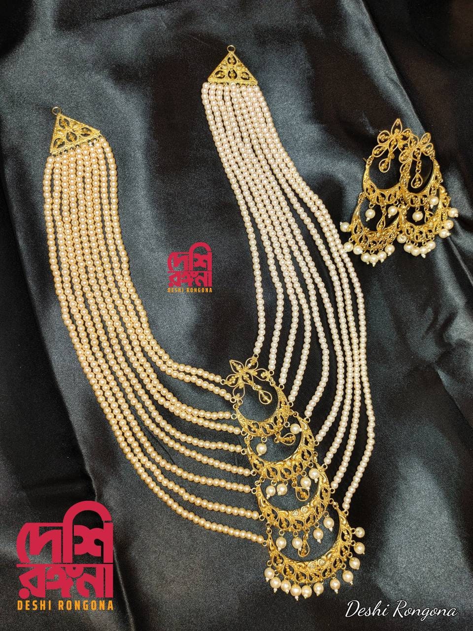 Extraordinary Bridal Necklace Set, 22K Gold Plated, Faux Pearls, Designer Wedding Jewelry, Indian, Pakistani, Sabyasachi Bollywood Style