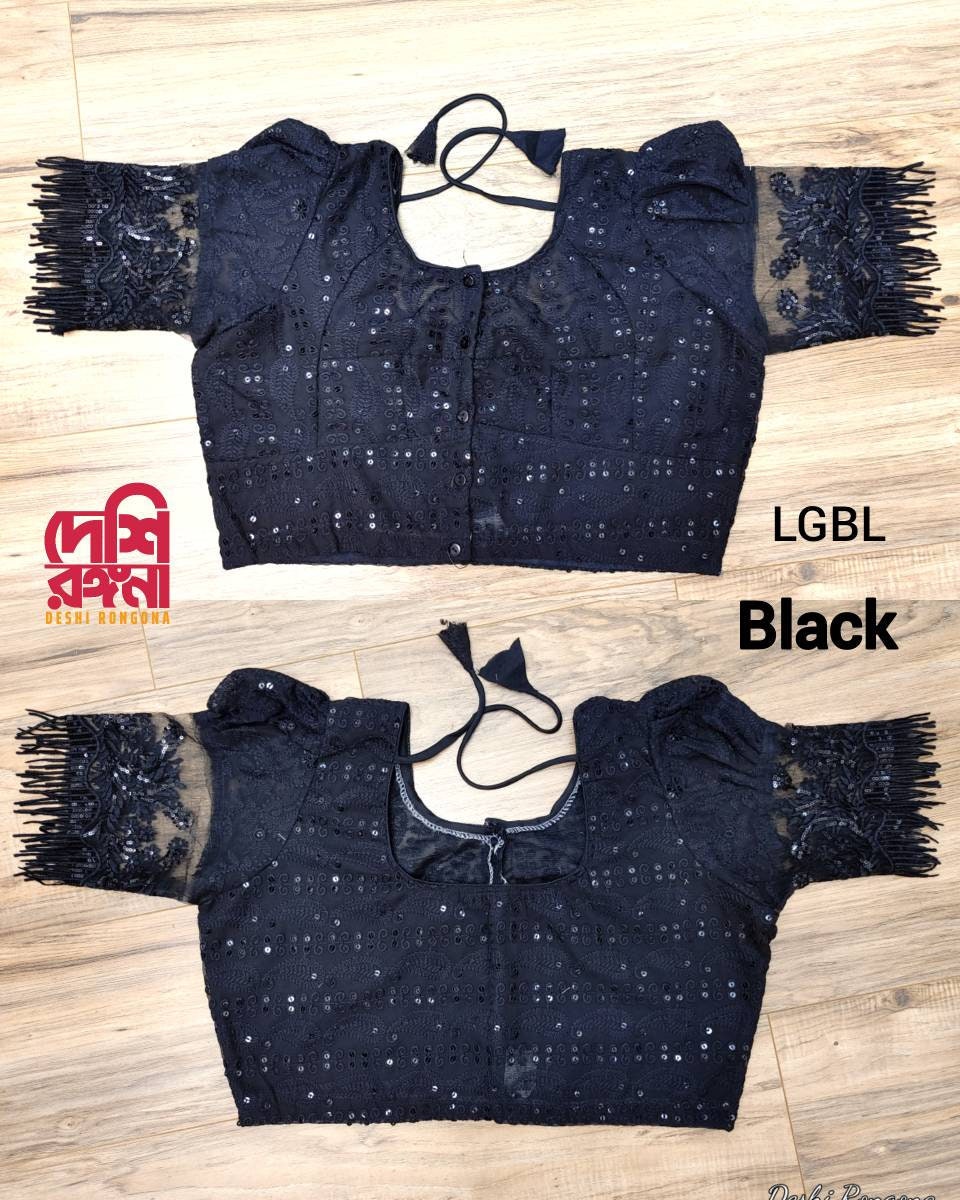 Black Readymade Blouse, Lakhnow Georgette Ready Black Blouse, Fashionable, Trendy, Comfortable, goes with any contrast saree collection