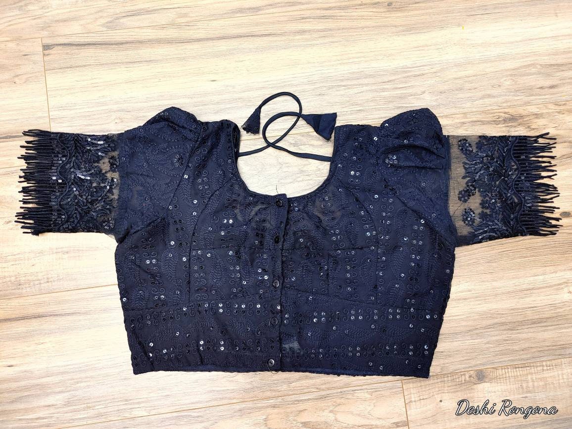 Black Readymade Blouse, Lakhnow Georgette Ready Black Blouse, Fashionable, Trendy, Comfortable, goes with any contrast saree collection