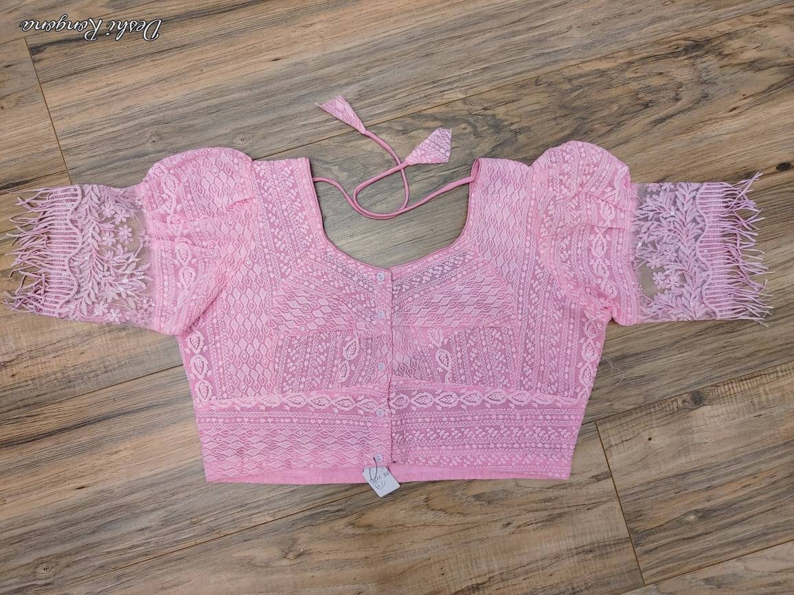 Baby Pink Readymade Blouse, Lakhnow Georgette Ready to wear Blouse, Fashionable, Trendy, Comfortable,goes with any contrast saree collection