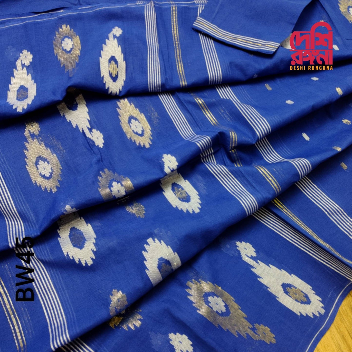 Handwoven Blue Dhakai Jamdani Cotton 2-Piece Set