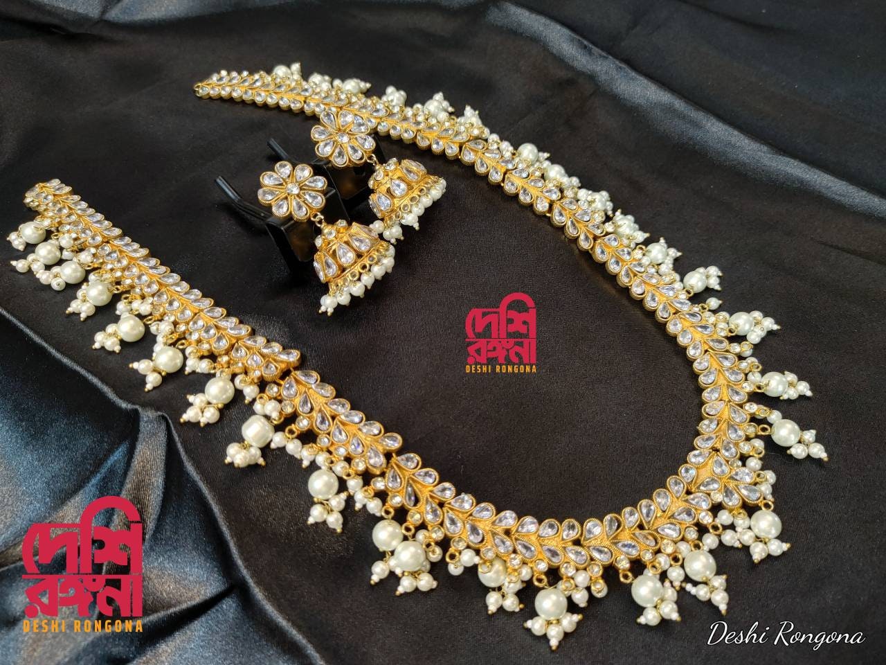 Extraordinary Bridal Necklace Set, 22K Gold Plated, Cubic Zircon, Designer Wedding Jewelry, Indian, Pakistani, Sabyasachi Bollywood Style