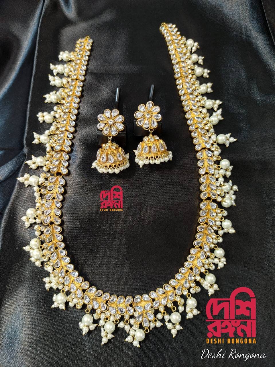 Extraordinary Bridal Necklace Set, 22K Gold Plated, Cubic Zircon, Designer Wedding Jewelry, Indian, Pakistani, Sabyasachi Bollywood Style