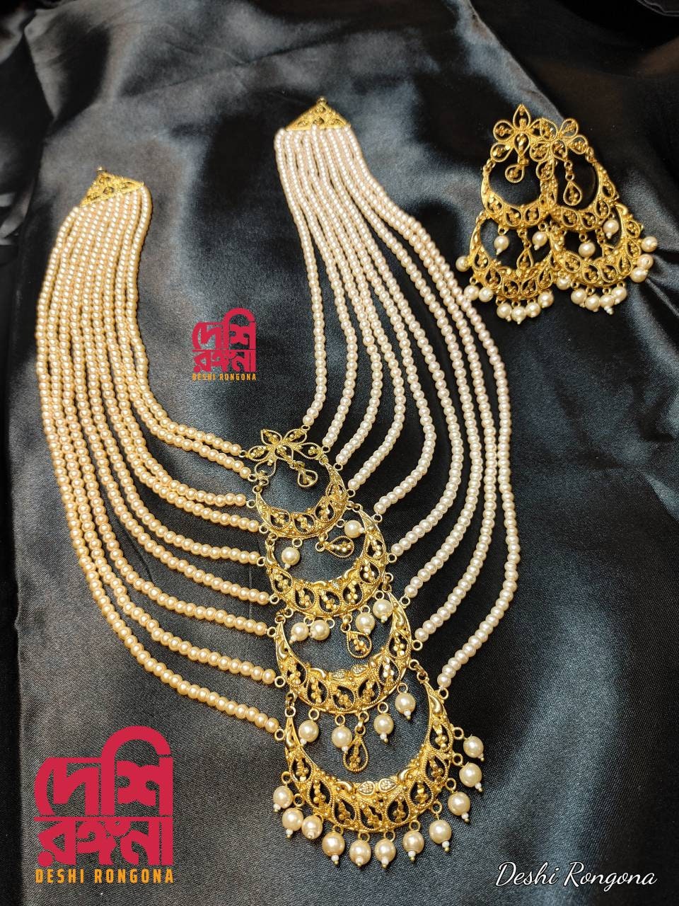 Extraordinary Bridal Necklace Set, 22K Gold Plated, Faux Pearls, Designer Wedding Jewelry, Indian, Pakistani, Sabyasachi Bollywood Style