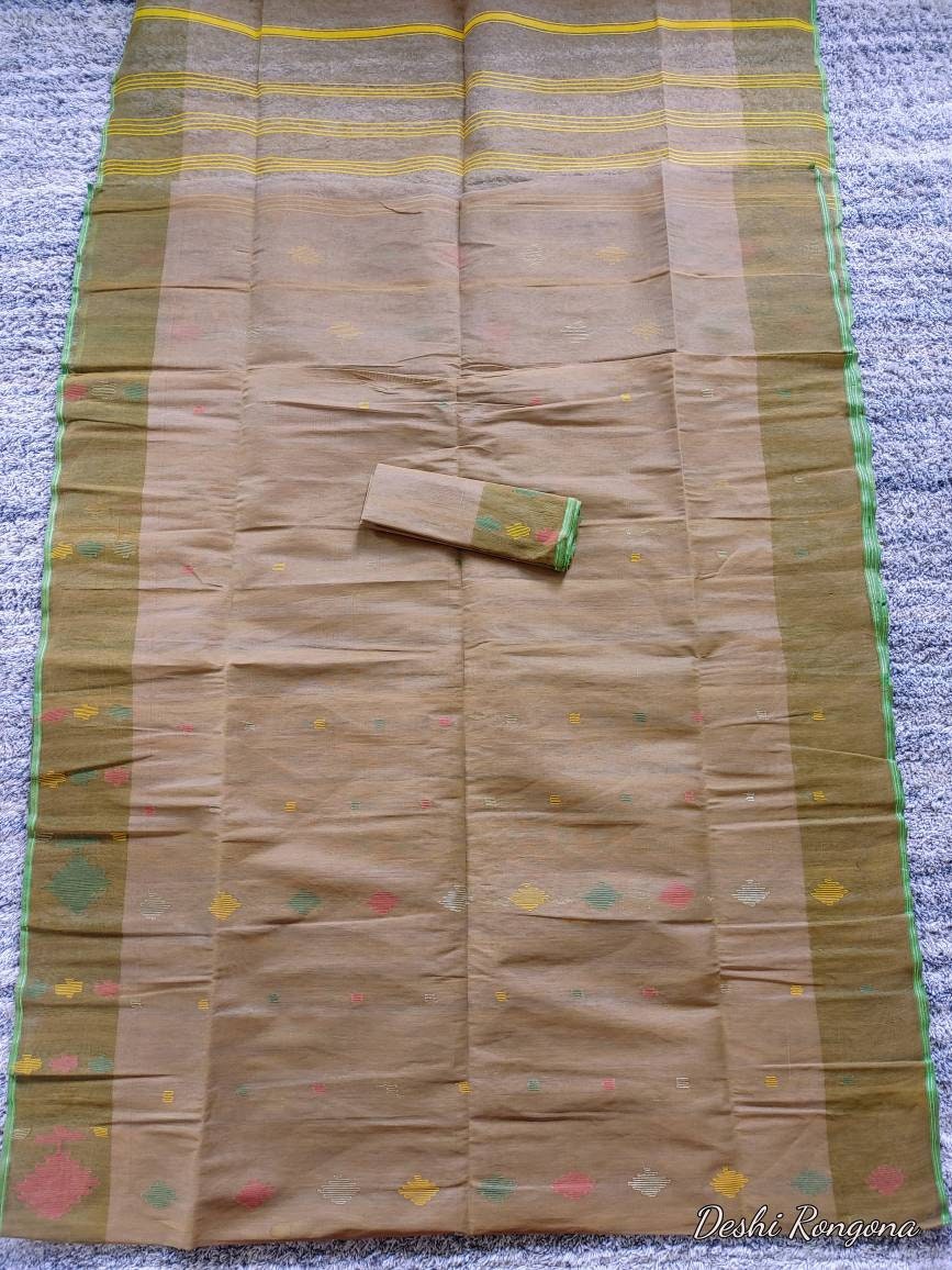 Original Dhakai Jamdani Saree, Beautiful Deep Brown Saree with Multi Thread work,Handloom,Halfsilk,40 count, Traditional, Classy Party Saree
