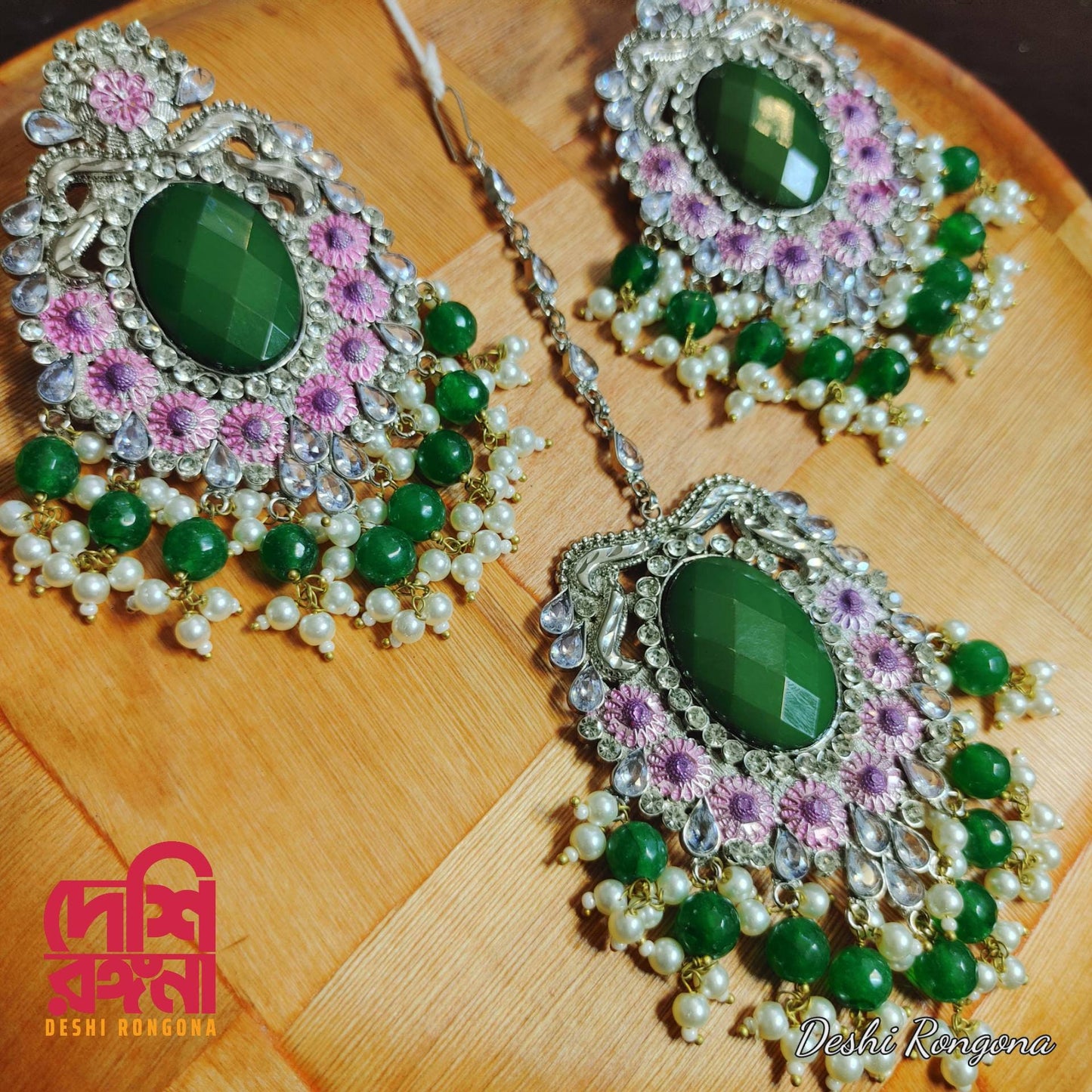 Oxidized Earrings Tikka Set, Designer Party Jewelry, German Silver Plated, Premium Quality, Indian, Pakistani, Sabyasachi Bollywood Style