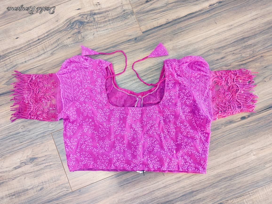 Magenta Readymade Blouse, Lakhnow Georgette Ready to wear Blouse, Fashionable, Trendy, Comfortable, goes with any contrast saree collection