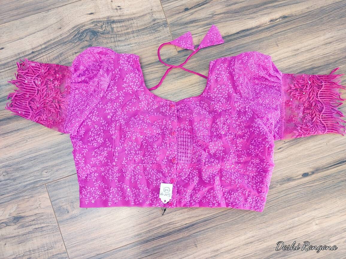 Magenta Readymade Blouse, Lakhnow Georgette Ready to wear Blouse, Fashionable, Trendy, Comfortable, goes with any contrast saree collection