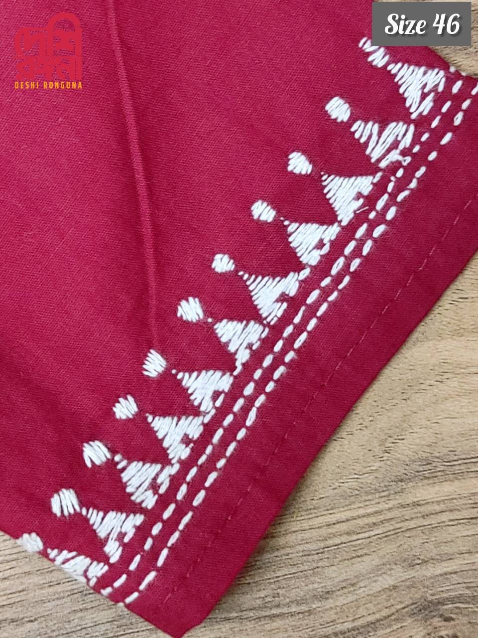 Maroon Kurti, Size 46, Hand Kantha Stitched Viva Cotton Kurti, Beautiful Handstitched with white cotton thread, Rare collection of Crafts
