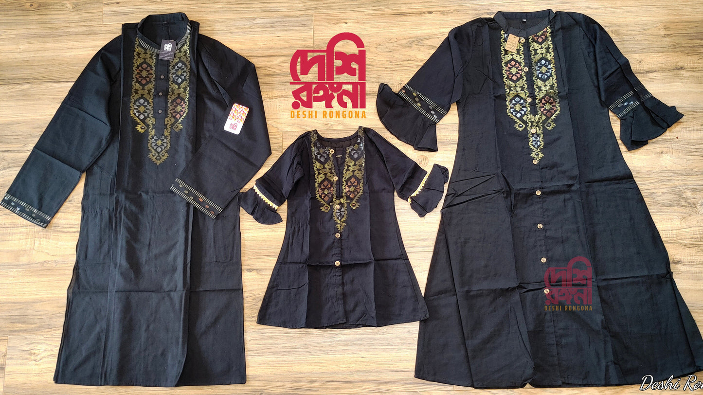 Dhakai Jamdani Family Dress Set, Pure Cotton, Handloom, Comfortable, Elegant, Mix and Match your Set. Made in Dhaka, Bangladesh