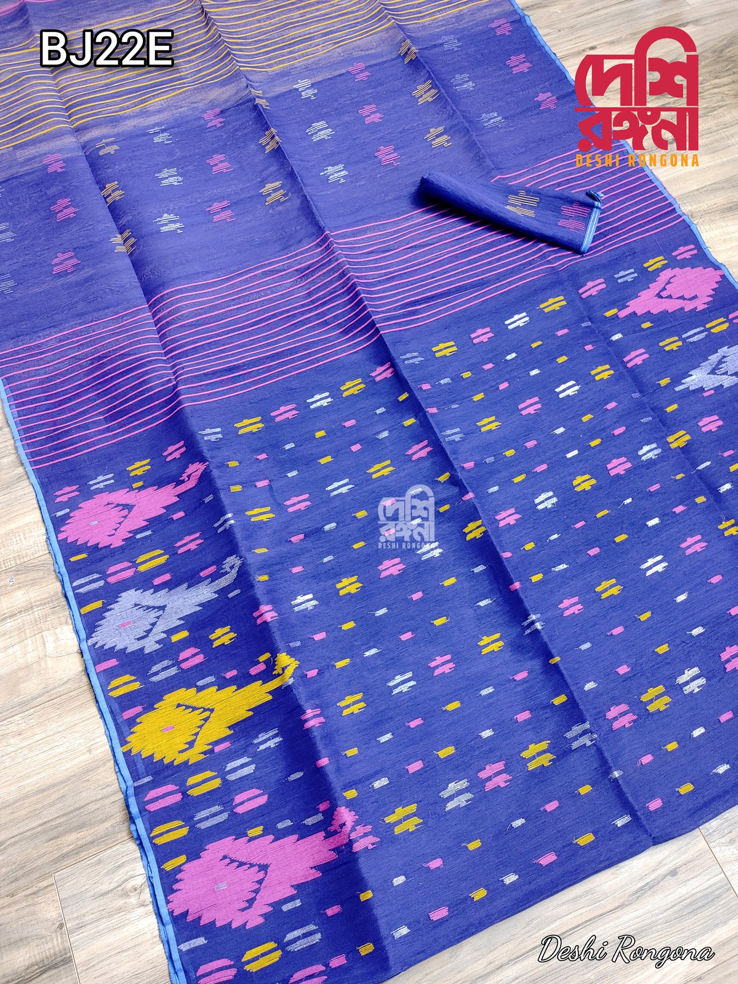 Original Dhakai Jamdani Saree, Navy blue / Multi thread work, Made in Bangladesh, Halfsilk,Handloom 40 count thread,Traditional,Classy Saree