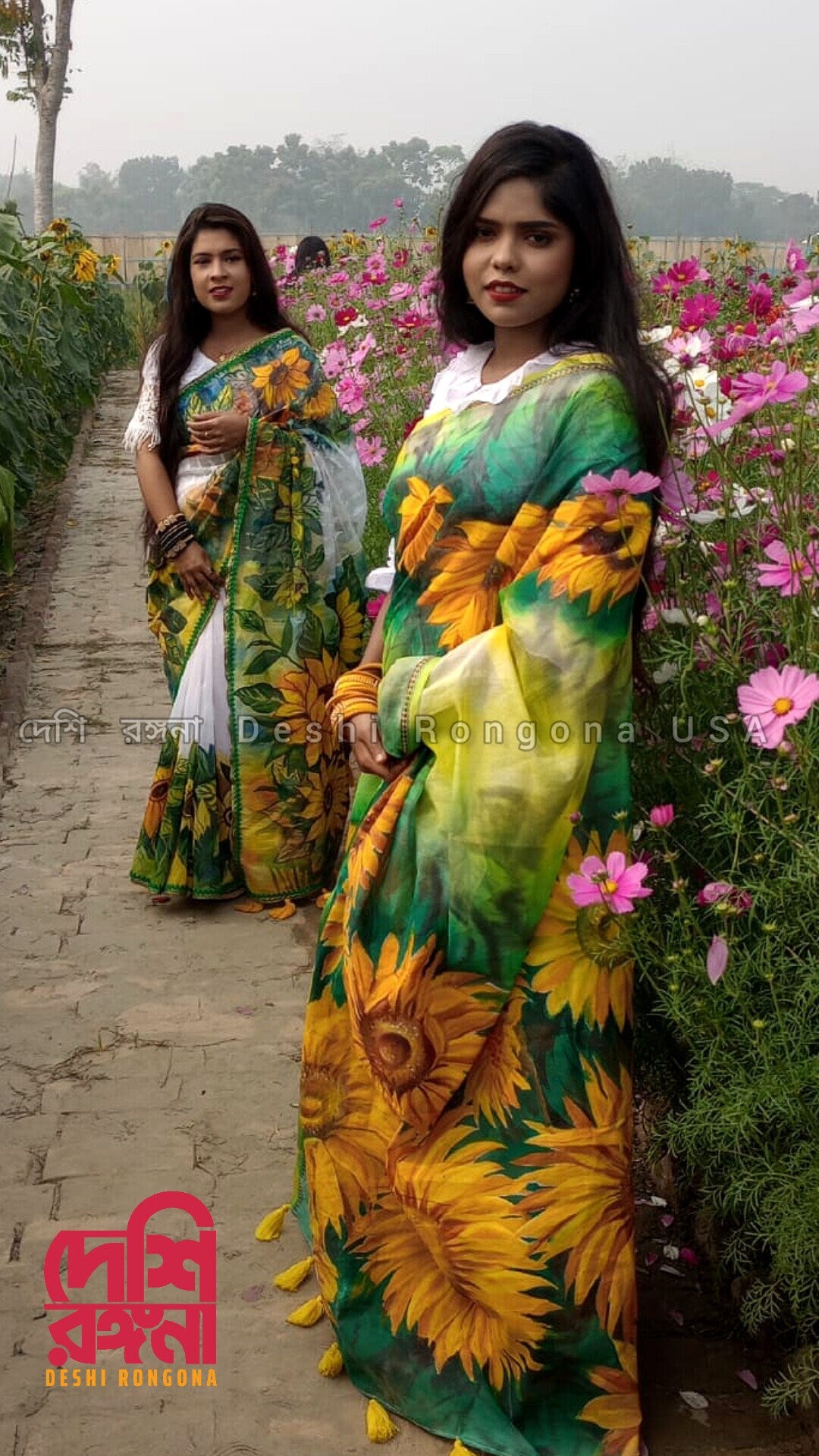 Exclusive Handpainted Sunflower on Original Dhakai Jamdani, on Halfsilk Nokshipar Saree, Feel Special with this Rare Price of Art