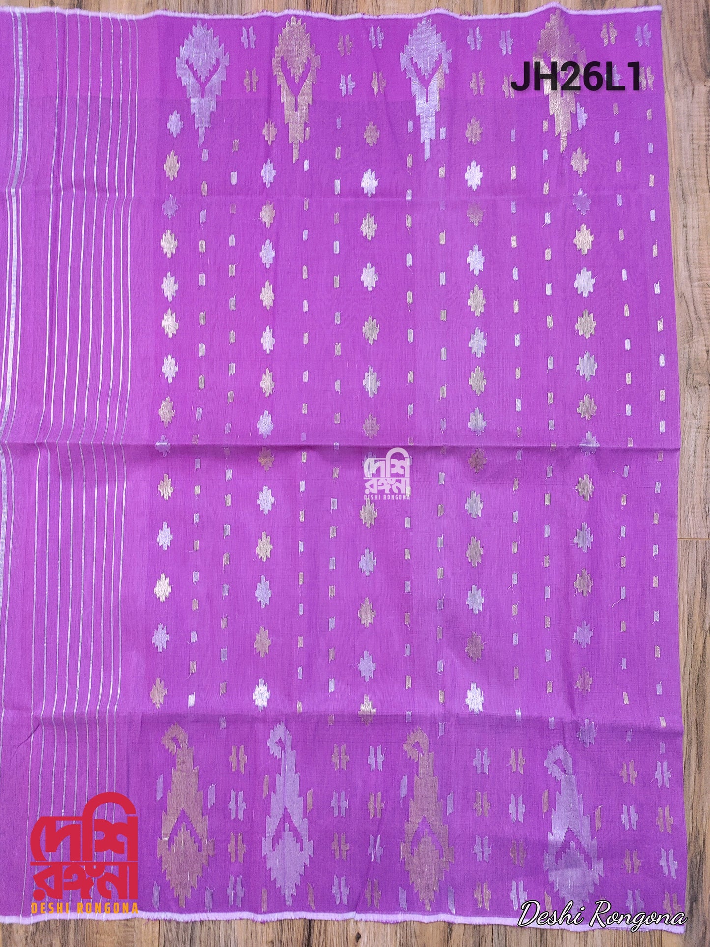 Original Dhakai Jamdani Saree, Lavender /Multi Jari work, Fall piko Done, Made in Bangladesh, Halfsilk,Handloom 40 count Traditional Saree