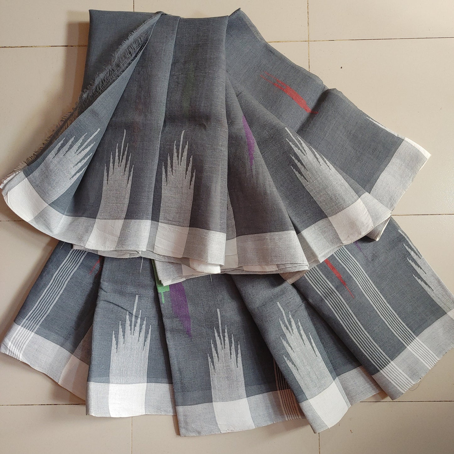 Sylheti Monipuri Handwoven Cotton Saree – Ekushey February Theme