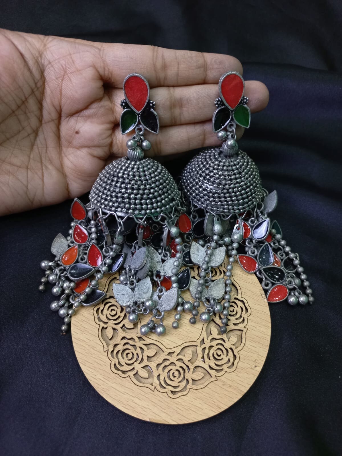 Oxidized Jhumka Earrings, Oversized, Metal Build, Dangle Earrings, Gorgeous Jewelry that goes well with Handmade clothing